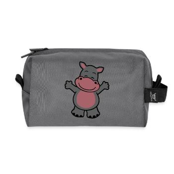 Cuddly hippopotamus - Recycled Toiletry Zip Bag - anthracite - Front