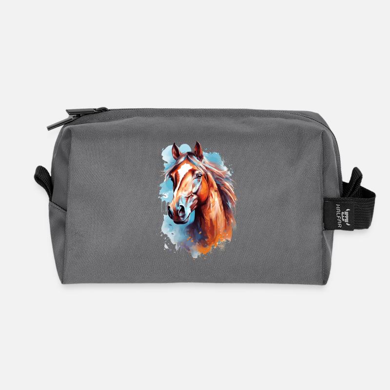 Aqaurell Horse Design - Recycled Toiletry Zip Bag - anthracite