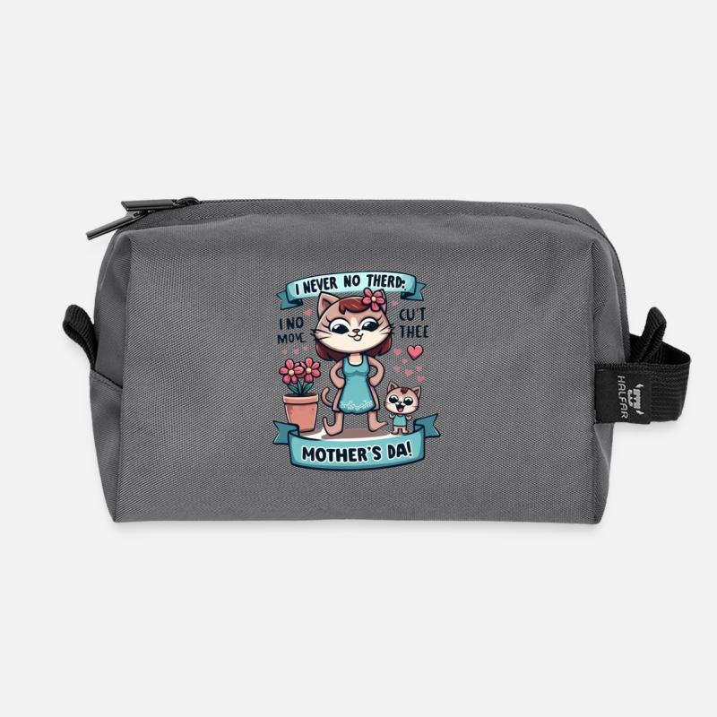 Mother's Day Fun and Affectionate Cat - Recycled Toiletry Zip Bag - anthracite