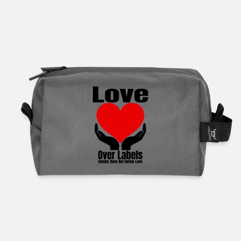 Love Over Labels - Recycled Toiletry Zip Bag - anthracite