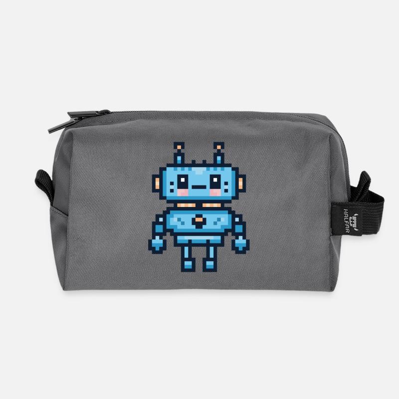 Pixel-Art-Roboter - Recycelte Kulturtasche - Anthrazit