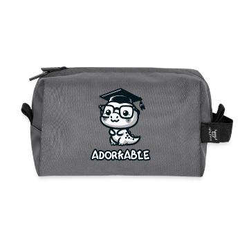 Adorkable Grad: Too Cool for School! - Recycled Toiletry Zip Bag - anthracite - Front