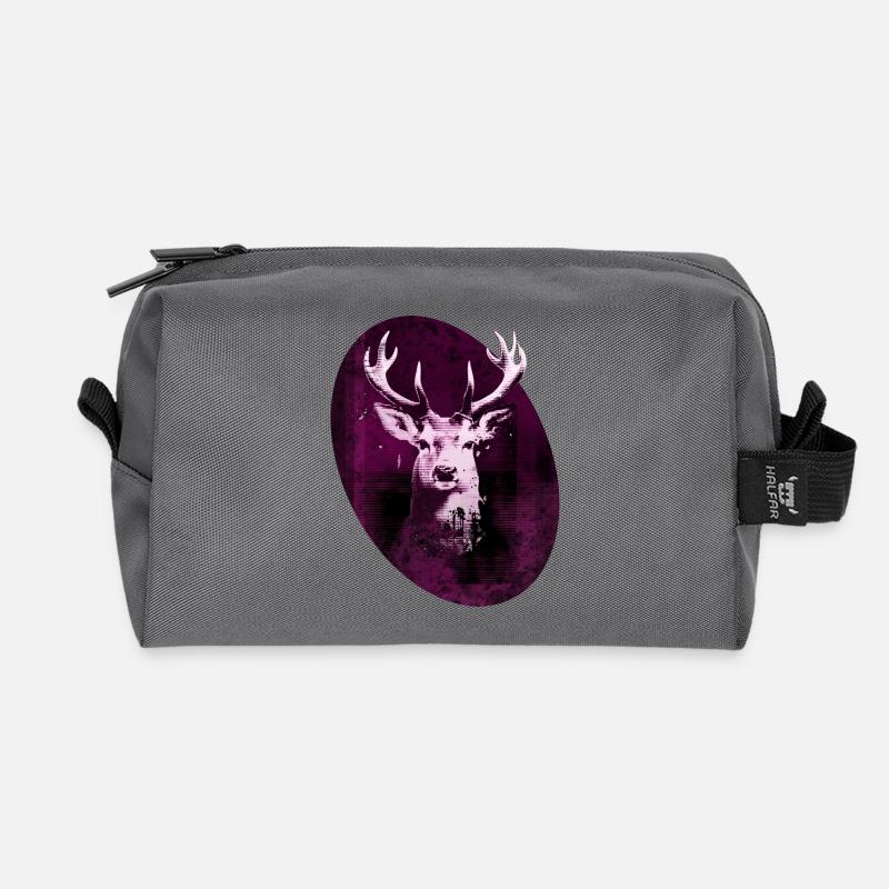 hirsch oval - Recycelte Kulturtasche - Anthrazit