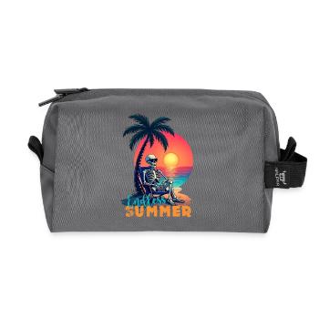 Skeleton beach, skull, skull summer humor - Recycled Toiletry Zip Bag - anthracite - Front