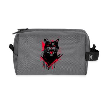 Katze Wildkatze Street Art - Recycelte Kulturtasche - Anthrazit - Vorne