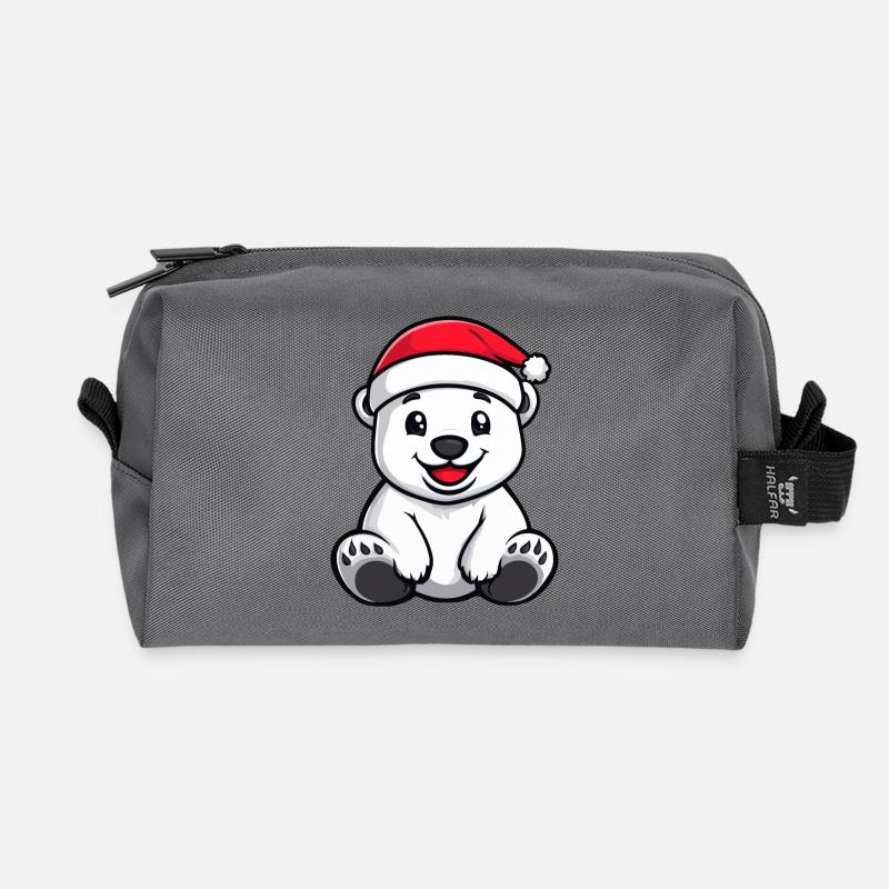 Polar Bear Christmas - Recycled Toiletry Zip Bag - anthracite