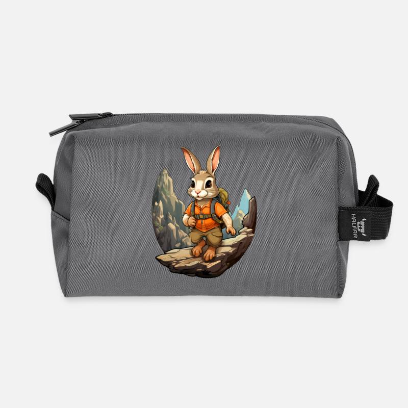 Hasen Bergsteiger / Wandern Hase - Recycelte Kulturtasche - Anthrazit