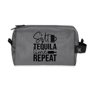 Salt tequila lime repeat - Recycled Toiletry Zip Bag - anthracite - Front