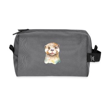Verspielte Otter - Recycelte Kulturtasche - Anthrazit - Vorne