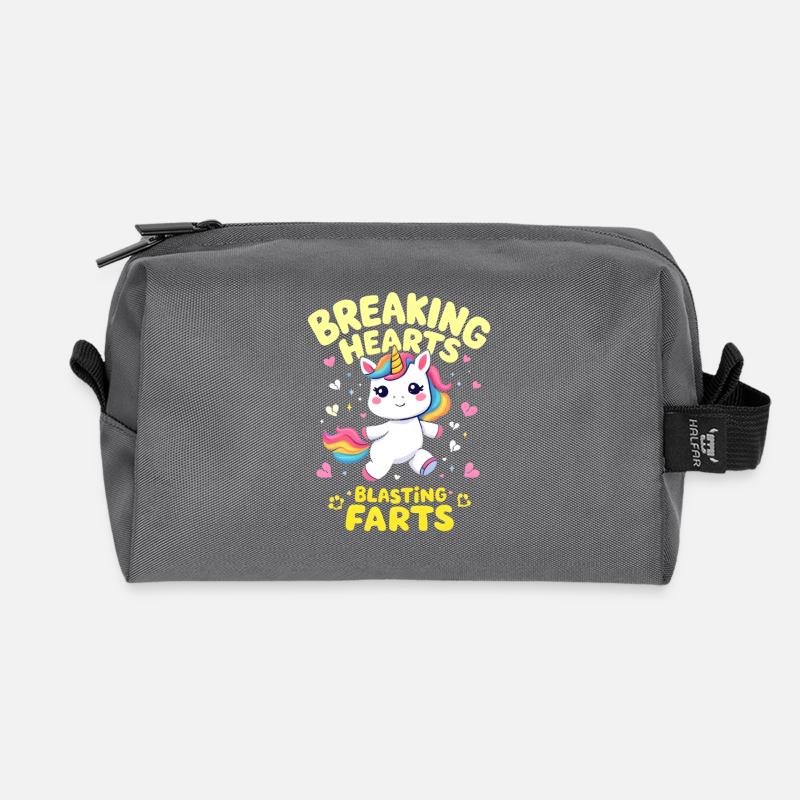 Breaking Hearts Blasting Farts Unicorn - Recycelte Kulturtasche - Anthrazit