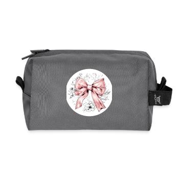 Schleife Seide Glamour Geschenk - Recycelte Kulturtasche - Anthrazit - Vorne