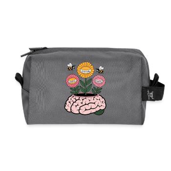 Mindful Growth – Brain Blooming with Gratitude, La - Recycled Toiletry Zip Bag - anthracite - Front