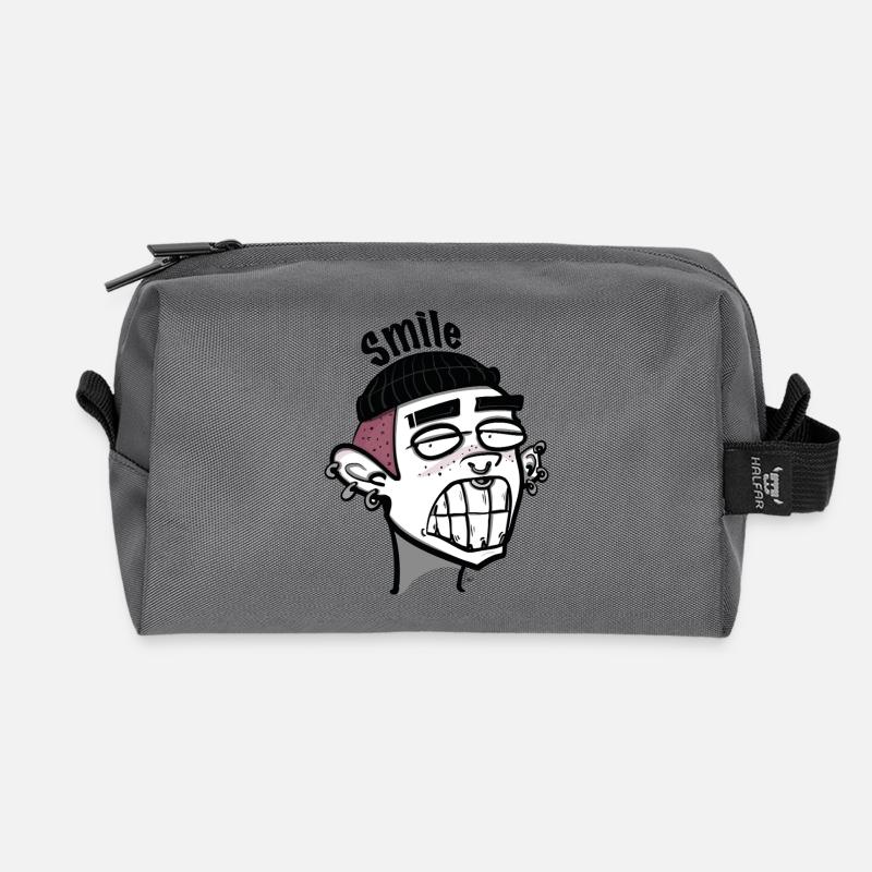 Smile - Recycled Toiletry Zip Bag - anthracite