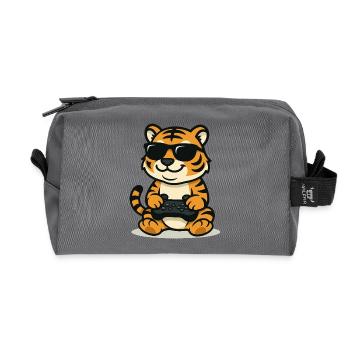 Chilliger Gamer-Tiger - Recycelte Kulturtasche - Anthrazit - Vorne