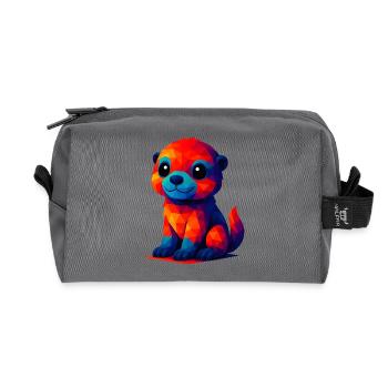WPAP Polygon Kawaii Style Baby Otter Animals - Recycled Toiletry Zip Bag - anthracite - Front