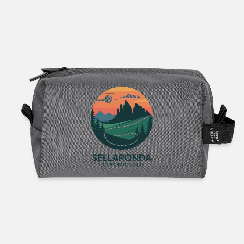 Sellaronda Dolomiti Loop Radsport Kunst - Recycelte Kulturtasche - Anthrazit