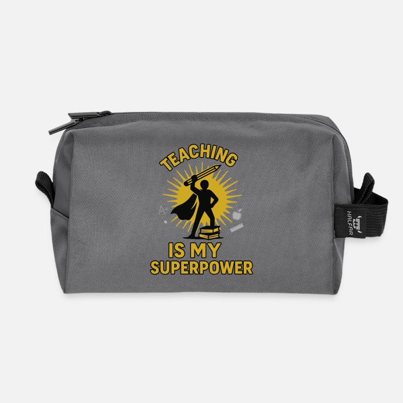 Lehrkraft Superheld Design - Recycelte Kulturtasche - Anthrazit