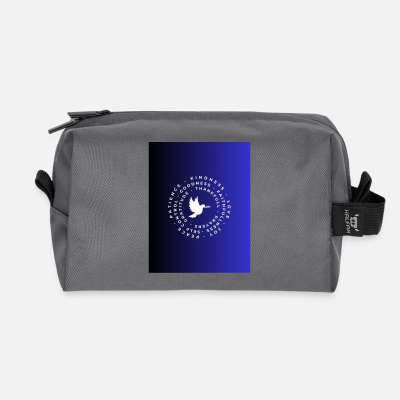 Taubendesign mit Worten der Liebe und Dankbarkeit - Recycelte Kulturtasche - Anthrazit