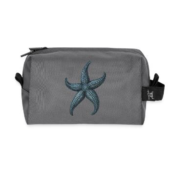Detailed Blue Starfish Illustration - Recycled Toiletry Zip Bag - anthracite - Front
