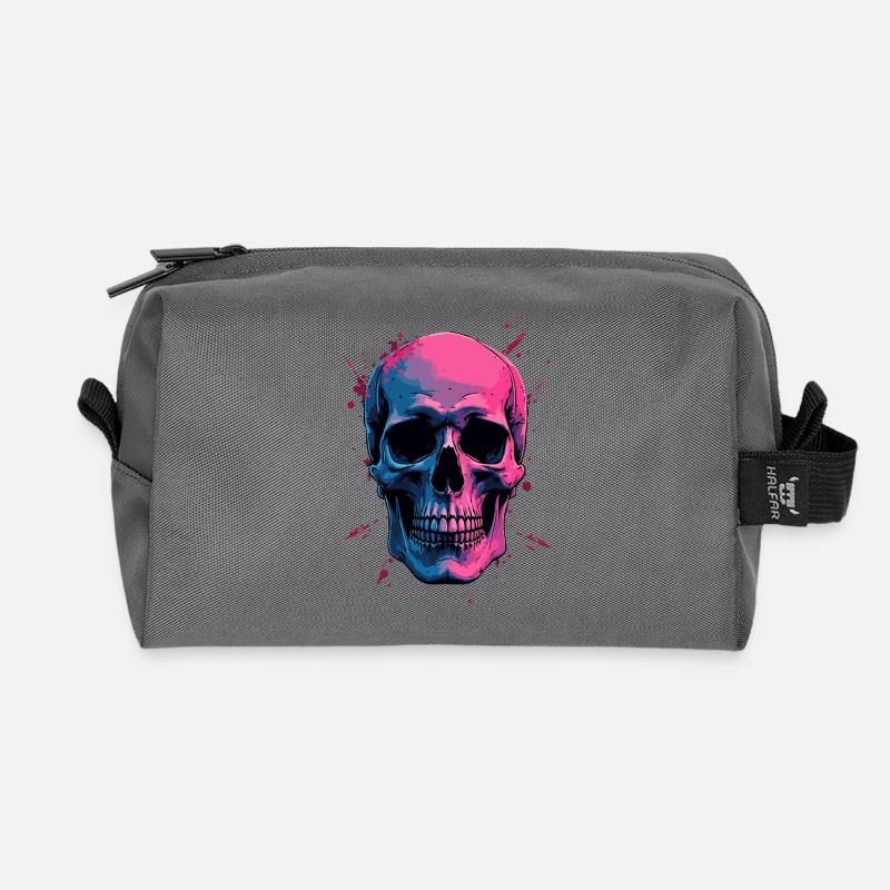 Neon Skull - Recycelte Kulturtasche - Anthrazit