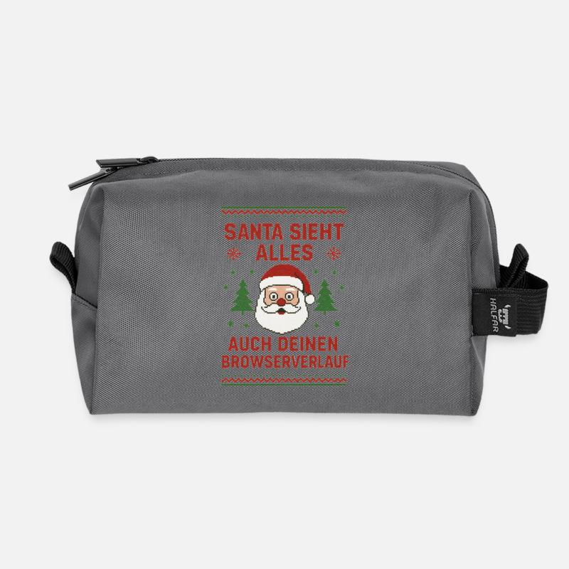 Santa sees everything - Recycled Toiletry Zip Bag - anthracite