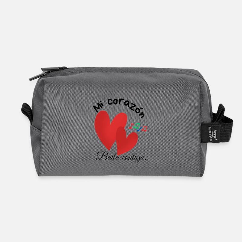 Coeurs rouges - Trousse de toilette en tissu recyclé - anthracite