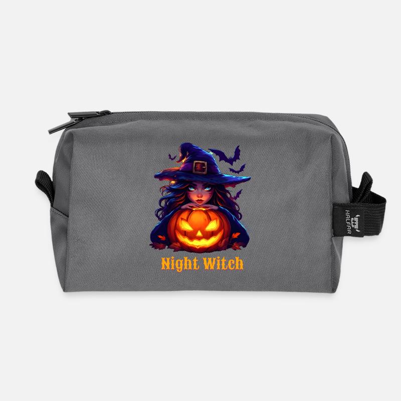 Halloween - Night Witch - Recycled Toiletry Zip Bag - anthracite