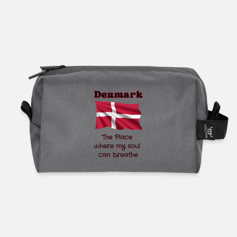 Dänemark Flagge mit Herz und Text - Recycelte Kulturtasche - Anthrazit