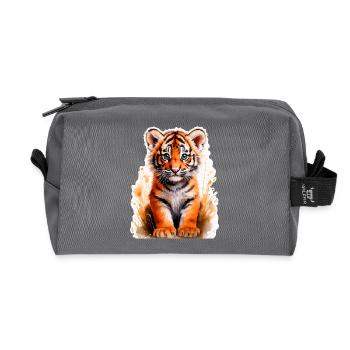 Petit tigre - Trousse de toilette en tissu recyclé - anthracite - Devant