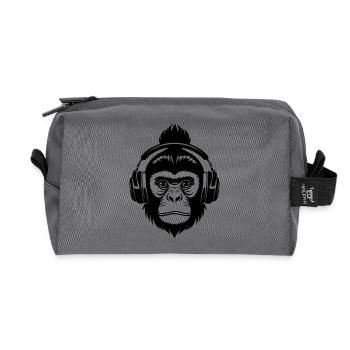 Monkey Head Turntable Vinyl Fan Club Shirt - Recycled Toiletry Zip Bag - anthracite - Front