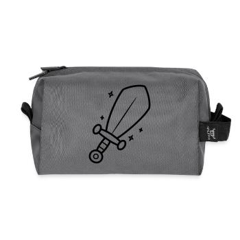 Épée minimaliste Chevalier Fantasy Line Art - Trousse de toilette en tissu recyclé - anthracite - Devant