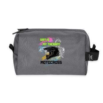 motocross helmet - Recycled Toiletry Zip Bag - anthracite - Front