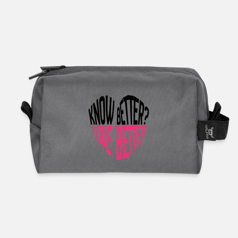 Know Better? Love Better! Typography - Recycled Toiletry Zip Bag - anthracite