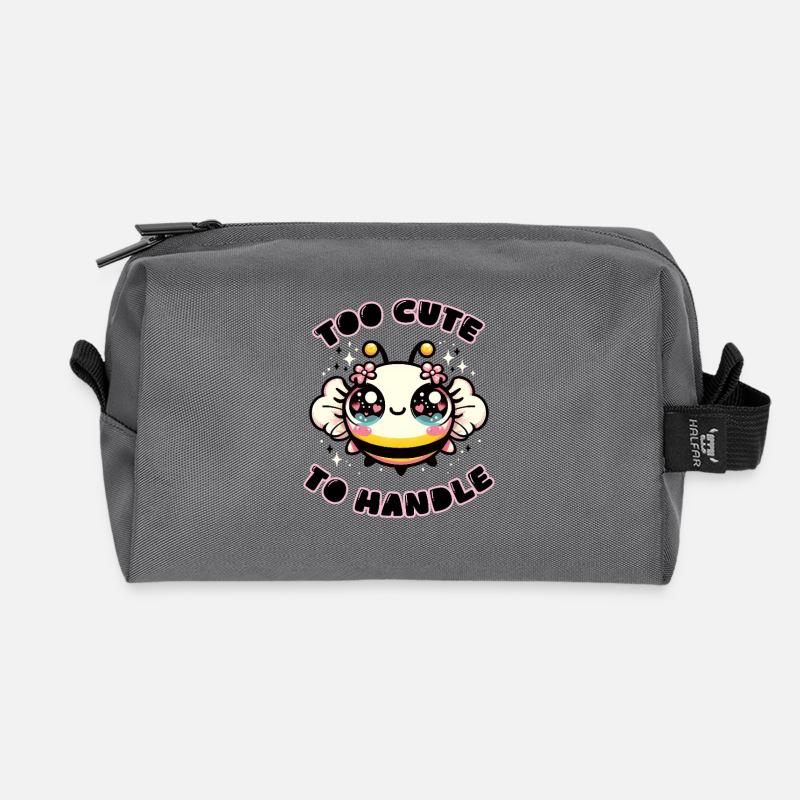 Too Cute To Handle  - Recycled Toiletry Zip Bag - anthracite