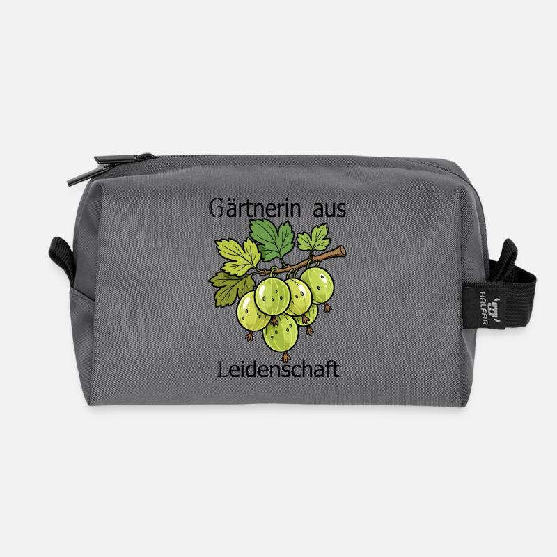 Grüne Stachelbeere Zweig Illustration - Recycelte Kulturtasche - Anthrazit