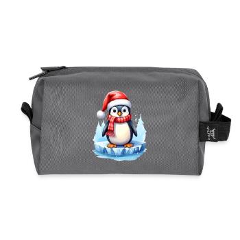 Penguin in winter and at Christmas - Recycled Toiletry Zip Bag - anthracite - Front