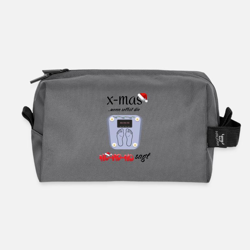 Xmas Ho Ho Ho Scale - Recycled Toiletry Zip Bag - anthracite