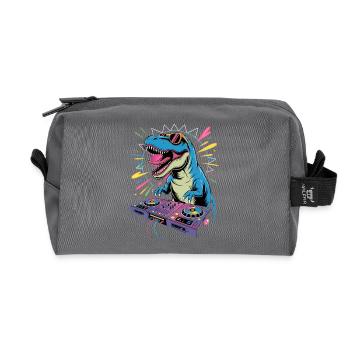DJ Dinosaur - Recycled Toiletry Zip Bag - anthracite - Front