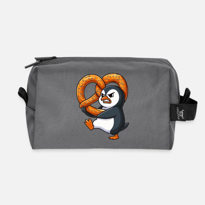 Grimmiger Pinguin mit Bretzel Bayerisch Lustig Car - Recycelte Kulturtasche - Anthrazit