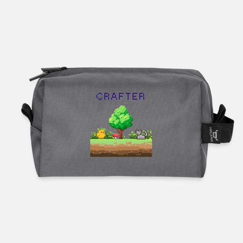 Pixel Crafter Waldabenteuer - Recycelte Kulturtasche - Anthrazit