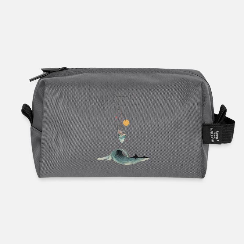 Abstrakte Welle – Geometrische Surfkunst - Recycelte Kulturtasche - Anthrazit
