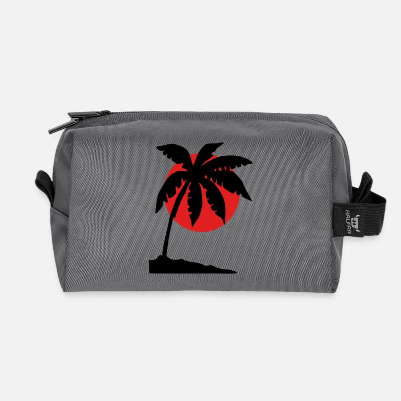 Palm Tree Sunset – Tropical Silhouette - Recycled Toiletry Zip Bag - anthracite