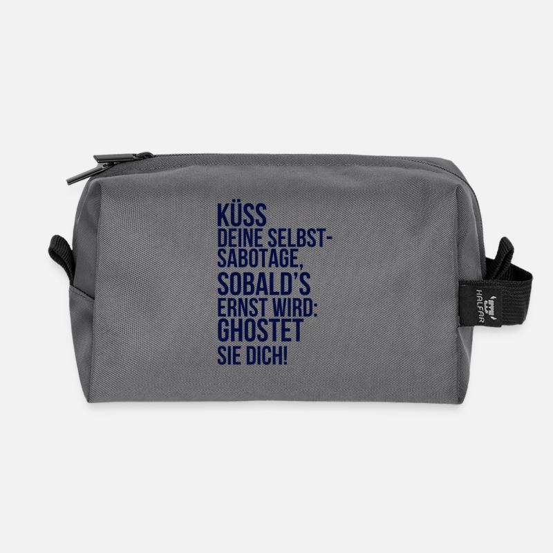 about going wild: Kiss your self-sabotage - Recycled Toiletry Zip Bag - anthracite