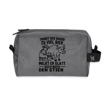 stier melken bauern spruch bier trinken - Recycelte Kulturtasche - Anthrazit - Vorne