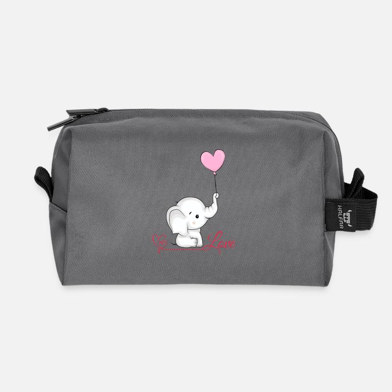 Liebeselefant mit Herzballon - Recycelte Kulturtasche - Anthrazit