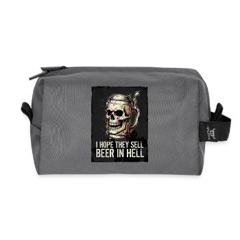 J’espère qu’ils vendront de la bière en enfer – Skull - Trousse de toilette en tissu recyclé - anthracite - Devant