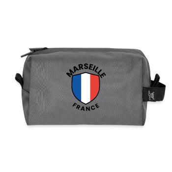 Marseille Flag Shield - Recycled Toiletry Zip Bag - anthracite - Front