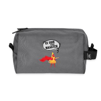 Football tonight it's a game with pizza - Recycled Toiletry Zip Bag - anthracite - Front