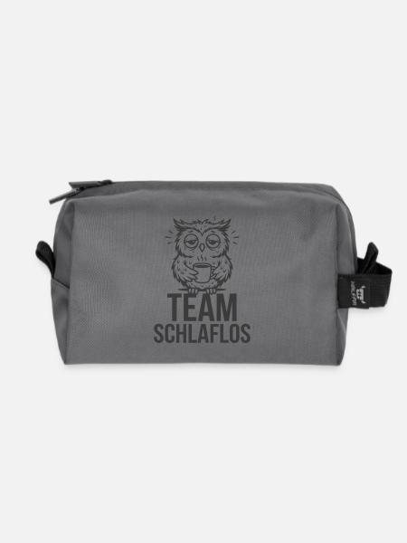 Team Schlaflos – Müde Eule - Recycelte Kulturtasche - Anthrazit