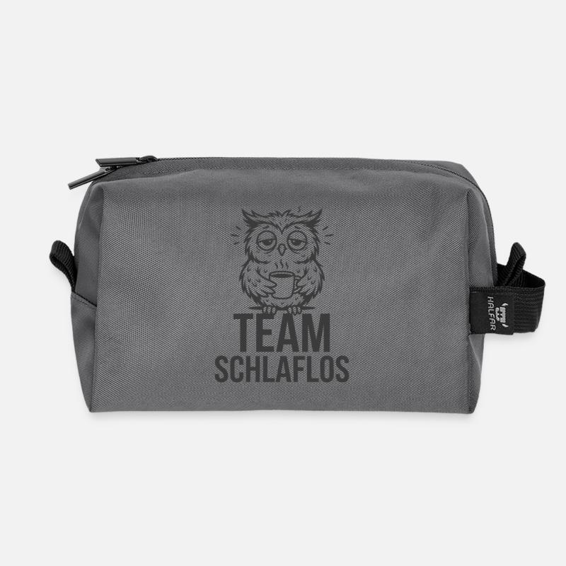 Team Schlaflos – Müde Eule - Recycelte Kulturtasche - Anthrazit